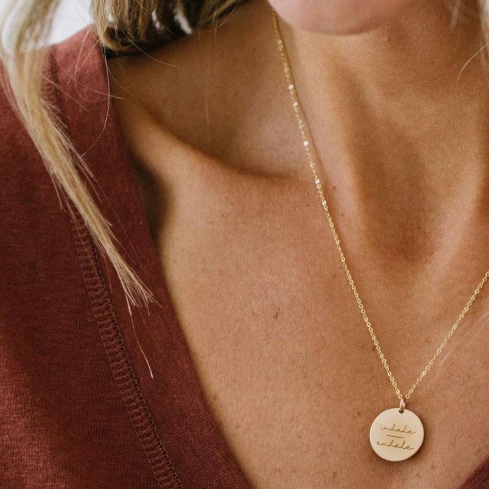 Inner Peace Mantra Minimalist Pendant Necklace - Picture 6 of 16